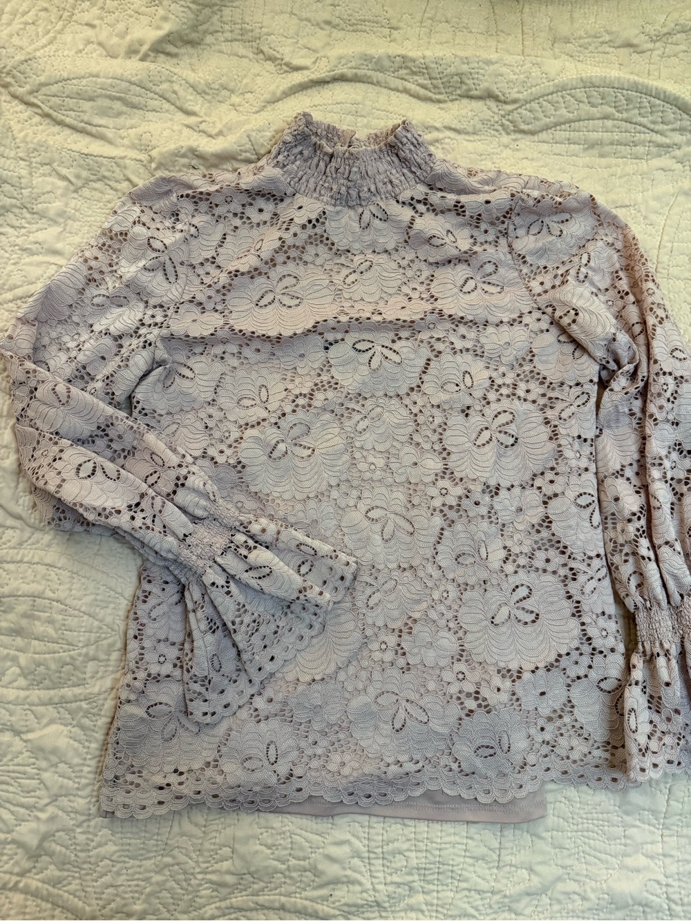 Adrianna Papell Pink Lace High Neck Blouse